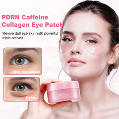 Airier PDRN Caffeine Eye Patches applied under-eye reduce puffiness
