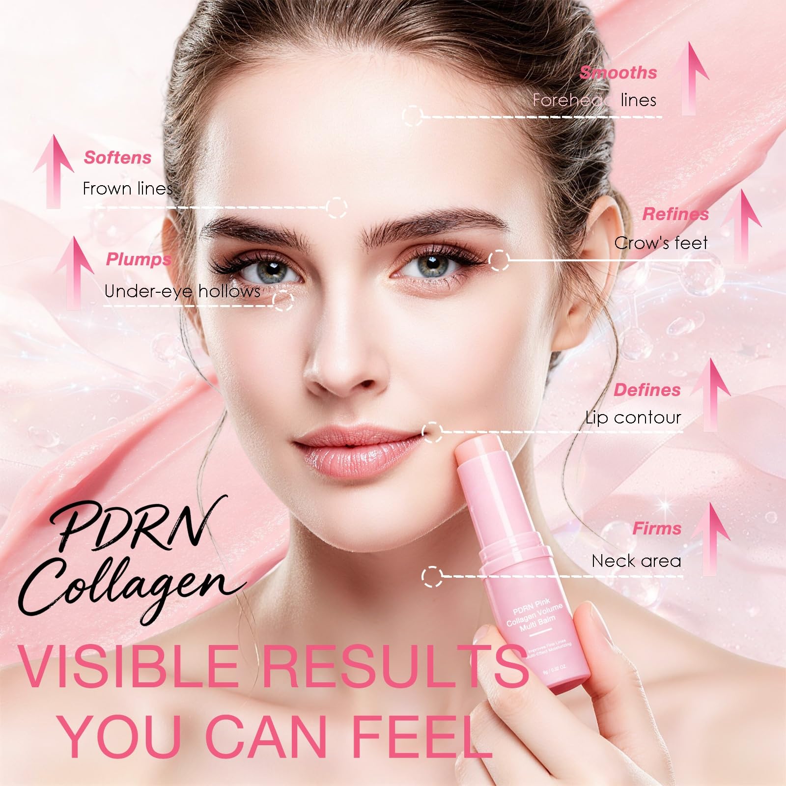 Airier Pink Collagen Multi Balm Stick exposed tip for targeted hydration