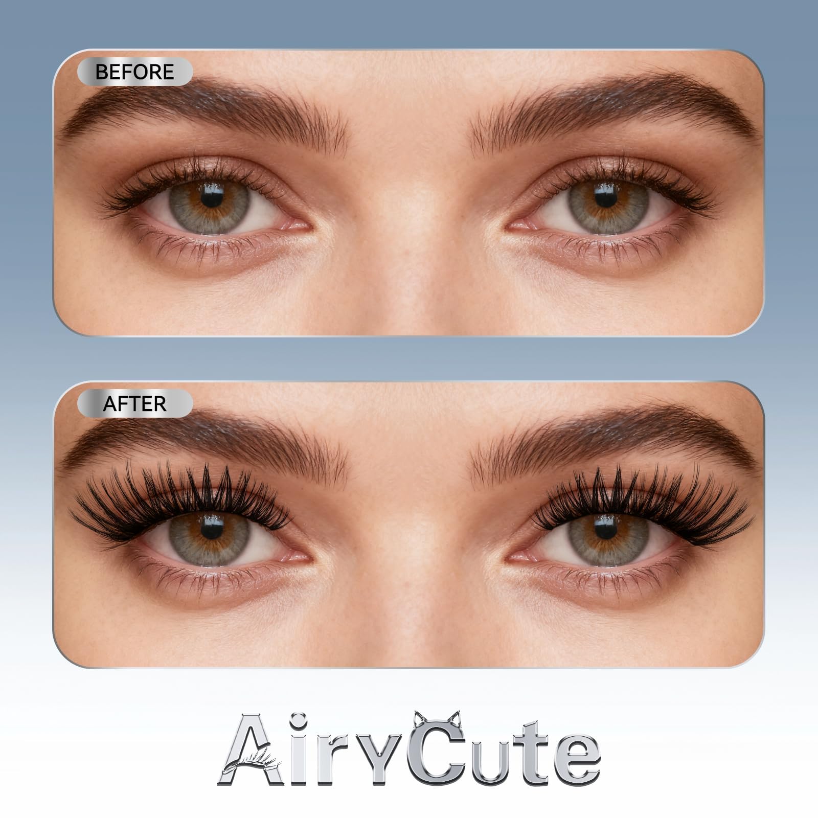 AiryCute size scale comparison showing compact 5ml bottles for travel