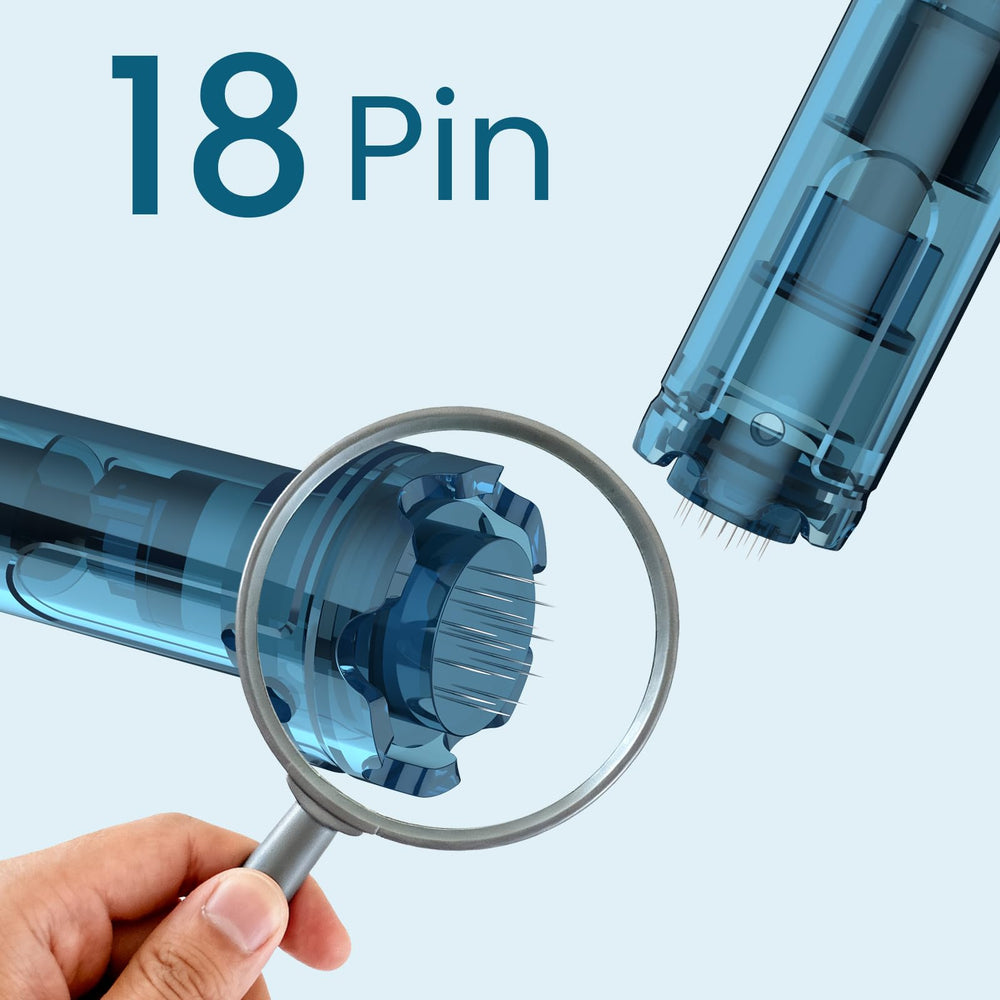 Aiscool closeup of 18‑pin 0.25mm needle tip highlighting precision and gentle exfoliation