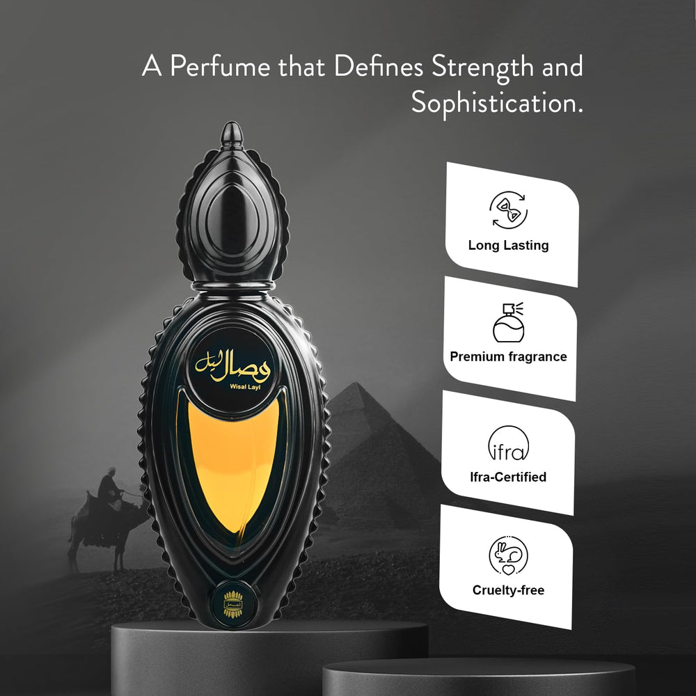 Ajmal Wisal Layl amber and wood texture suggesting warm, long-lasting base