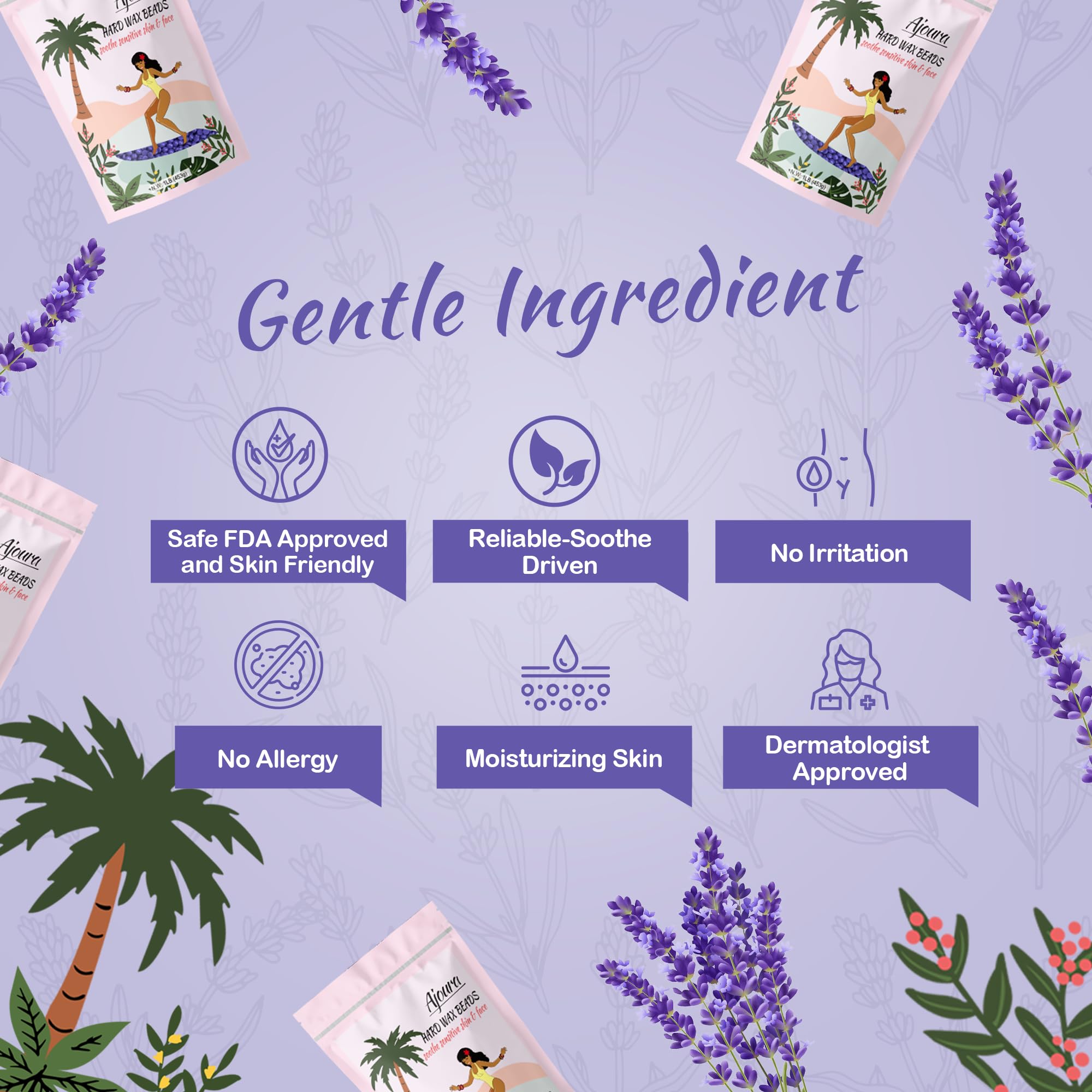 Ajoura home spa scene with lavender accents creating a calming waxing experience