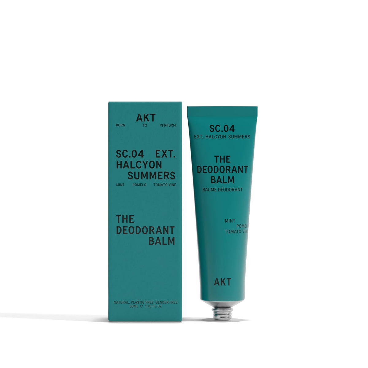 AKT front view of 50mL Halcyon Summers tube showing compact, travel-friendly design