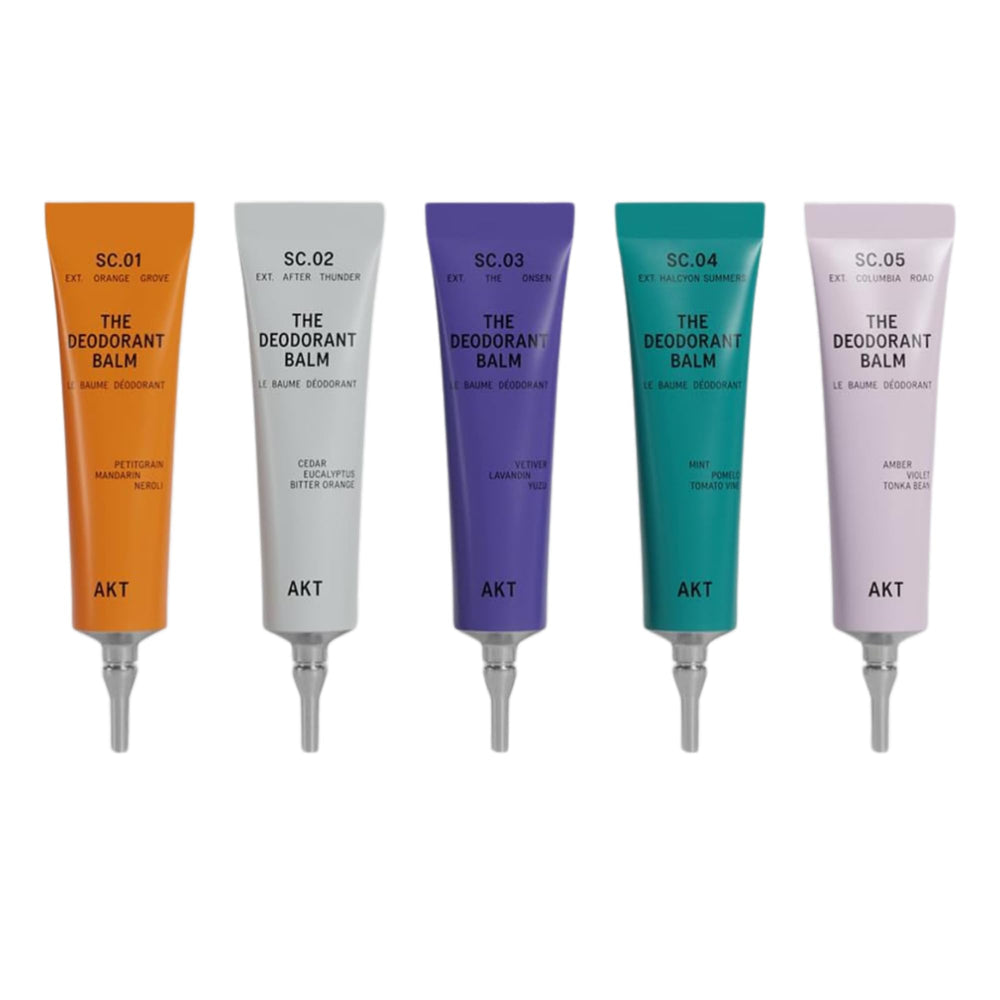 AKT discovery pack front packaging showing five mini balms and benefits