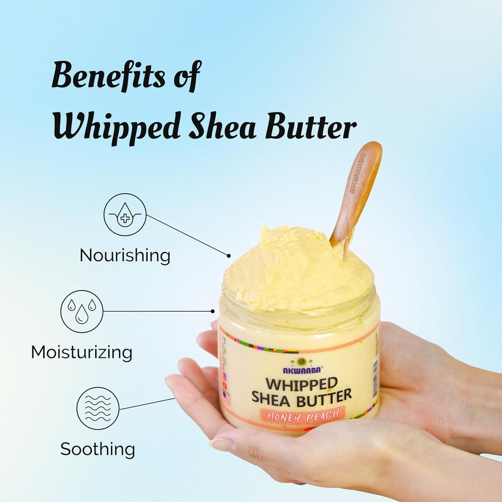 AKWAABA open jar with a scoop highlighting hygienic application benefit
