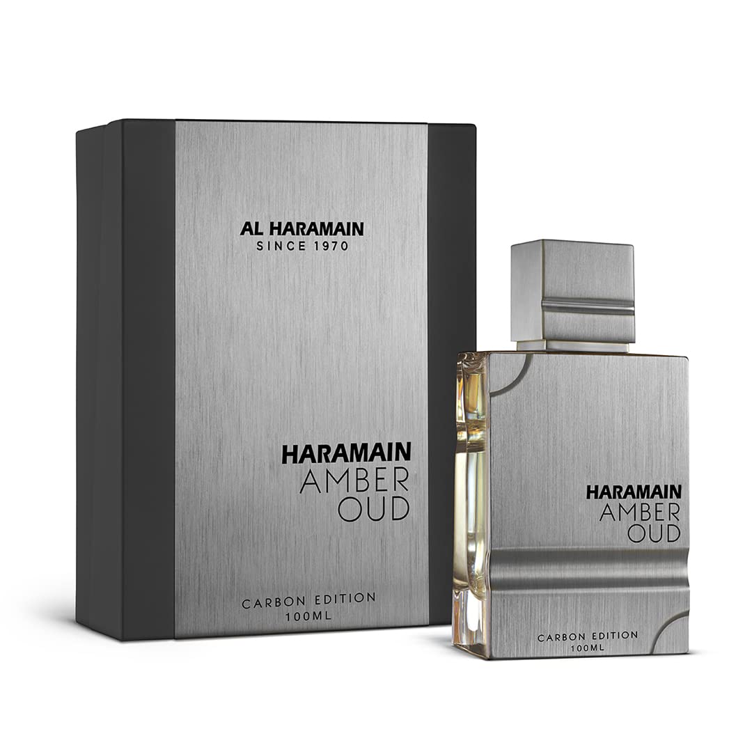 Al Haramain bottle front view showing packaging and modern woody-amber appeal