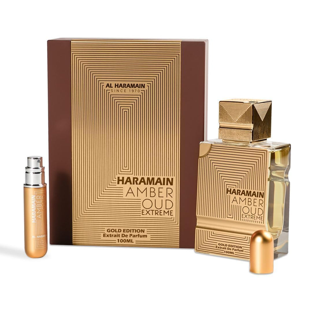 Al Haramain side label detail highlighting product name and Gold Edition finish