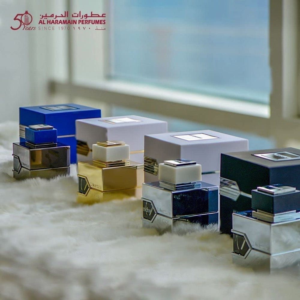 Al Haramain 100ml bottle next to common objects showing true size and value