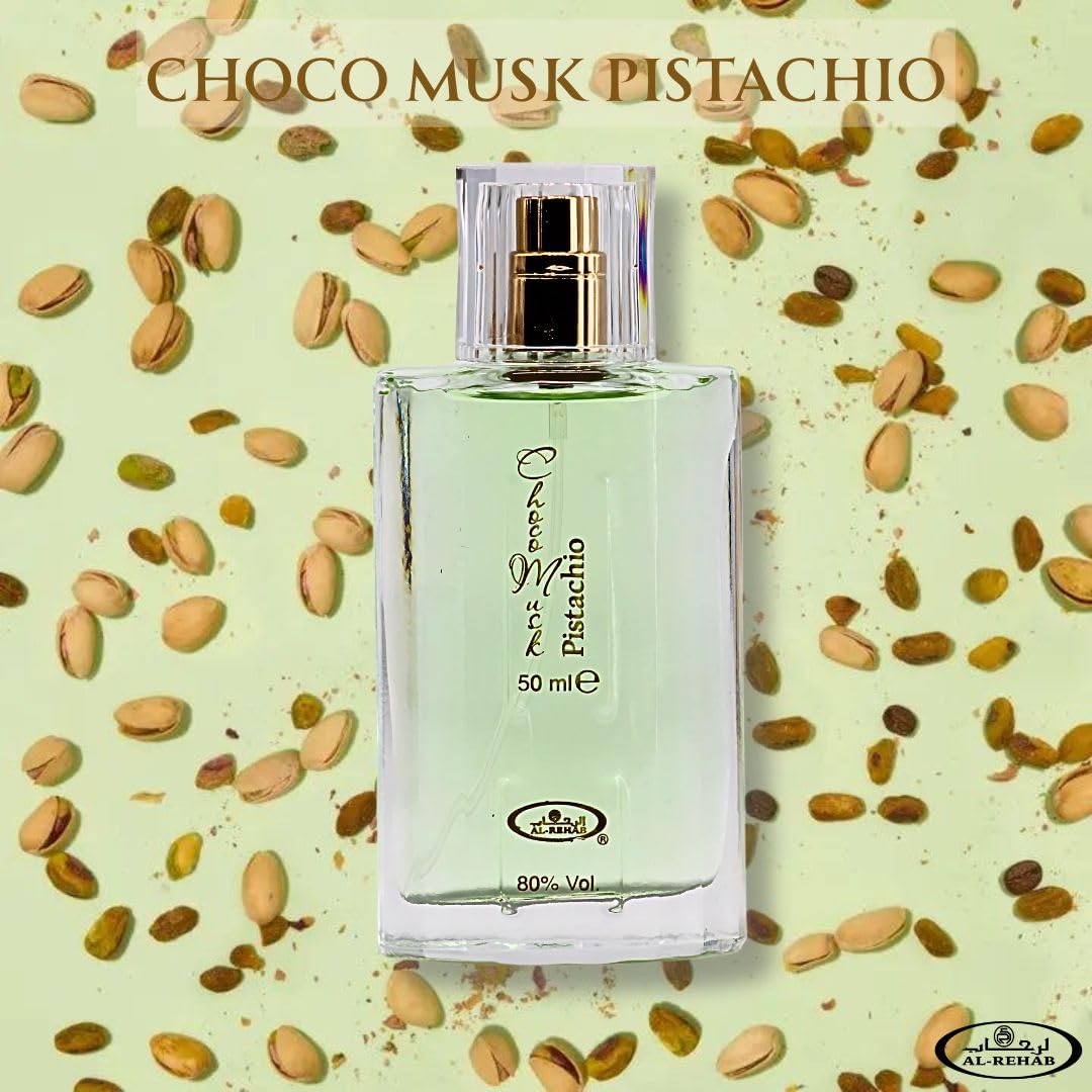 Al-Rehab Choco Musk Pistachio pistachio and cacao detail implying creamy richness