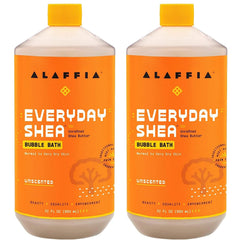 Alaffia front packaging showing unscented two-pack and clear product benefits