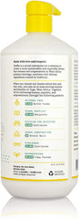 Alaffia pump and label close-up highlighting fair-trade sourcing benefit
