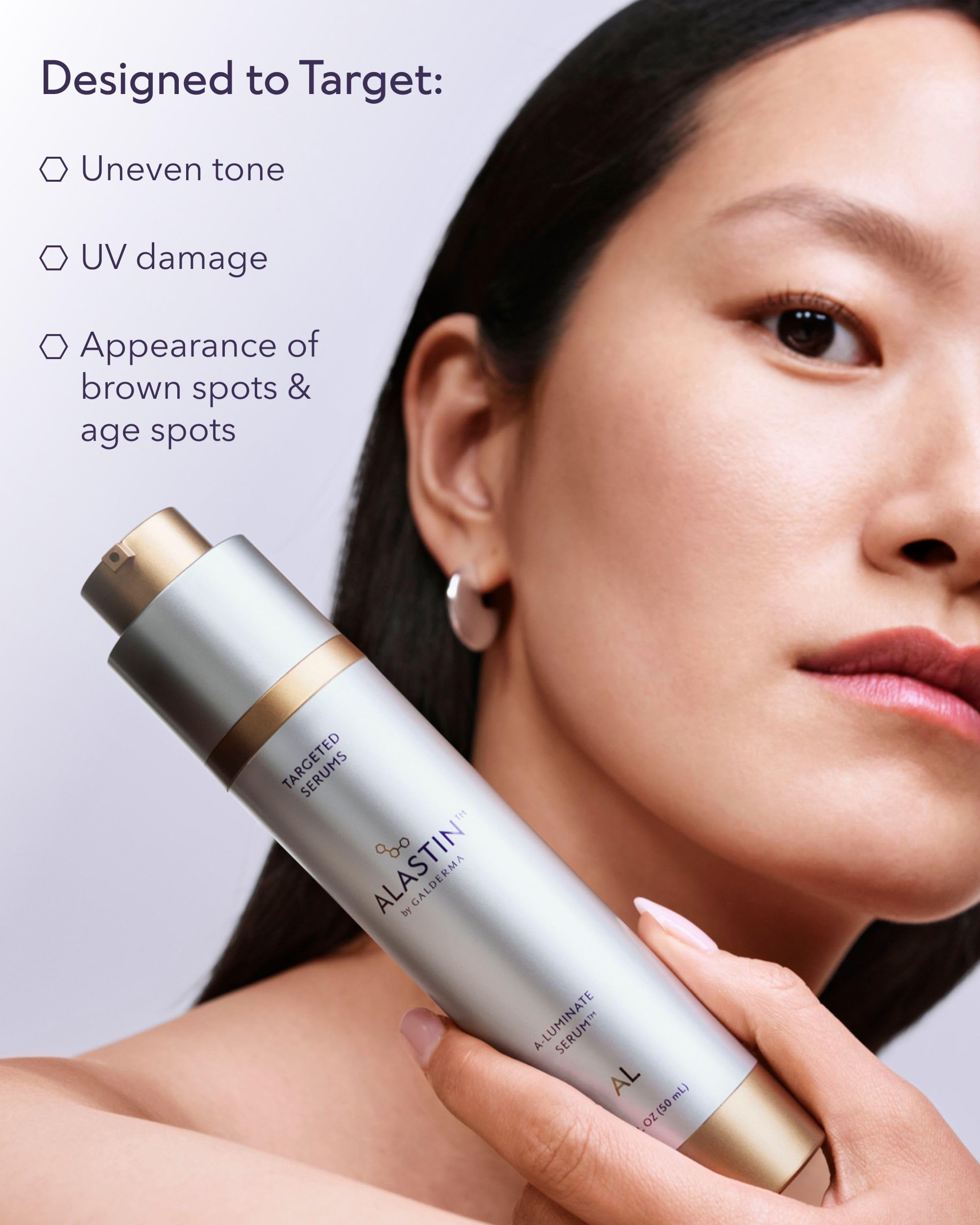 ALASTIN Skincare serum on hand to show scale, demonstrates thin spreadable consistency