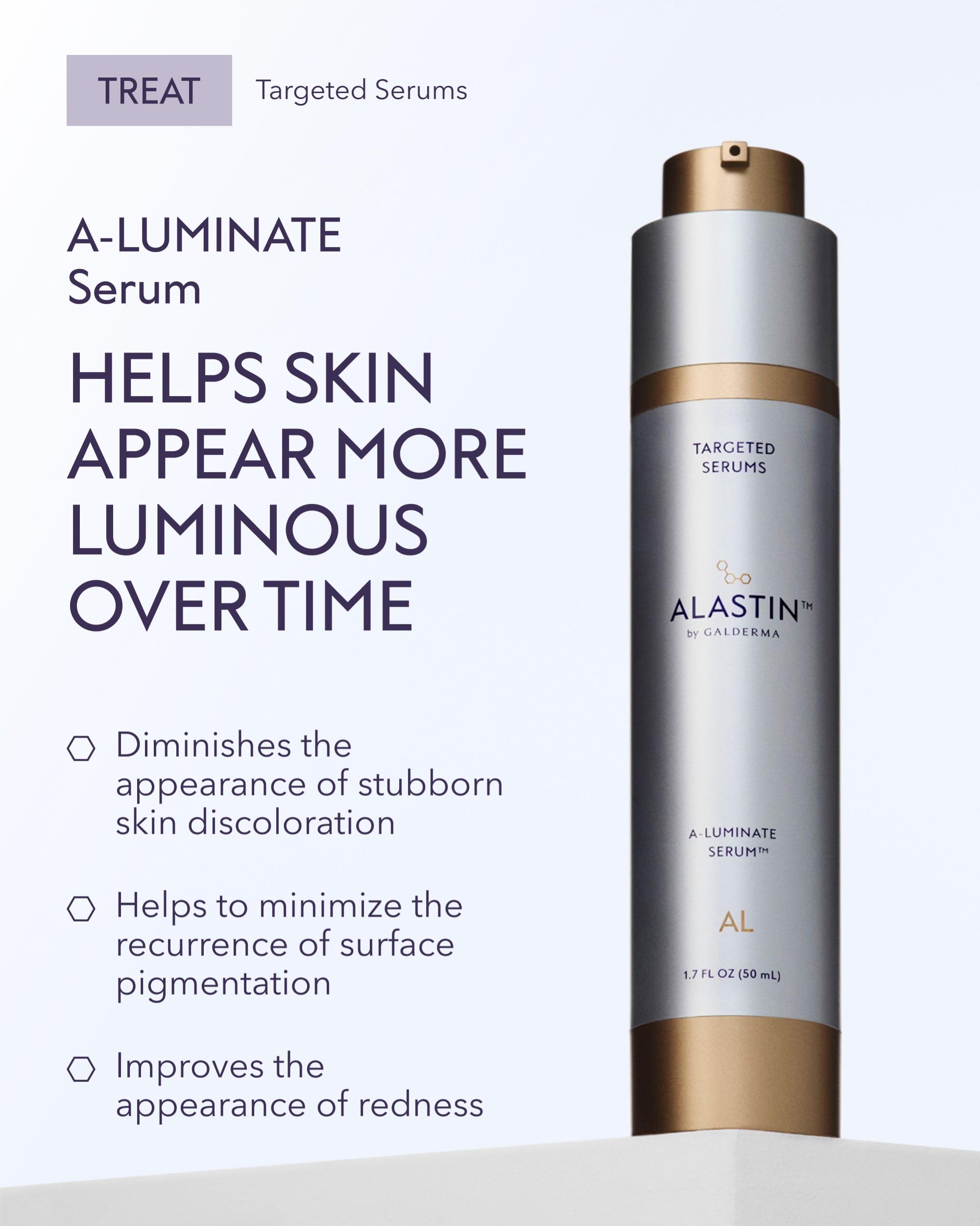ALASTIN Skincare close-up of serum texture, highlights lightweight absorbency and glow