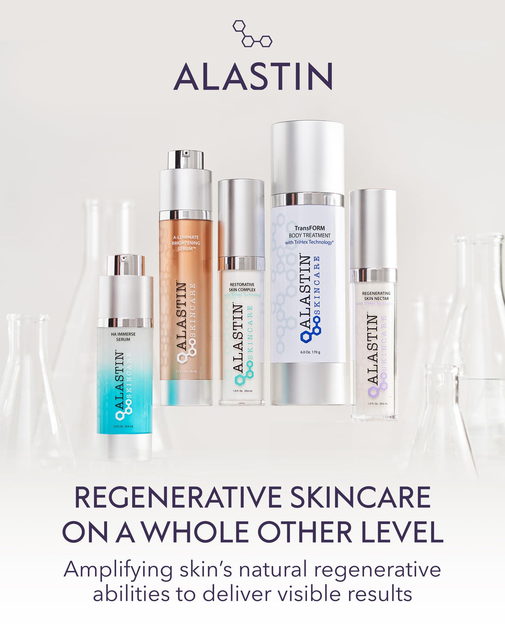 ALASTIN Skincare on bathroom vanity in routine setting showing routine-friendly benefit