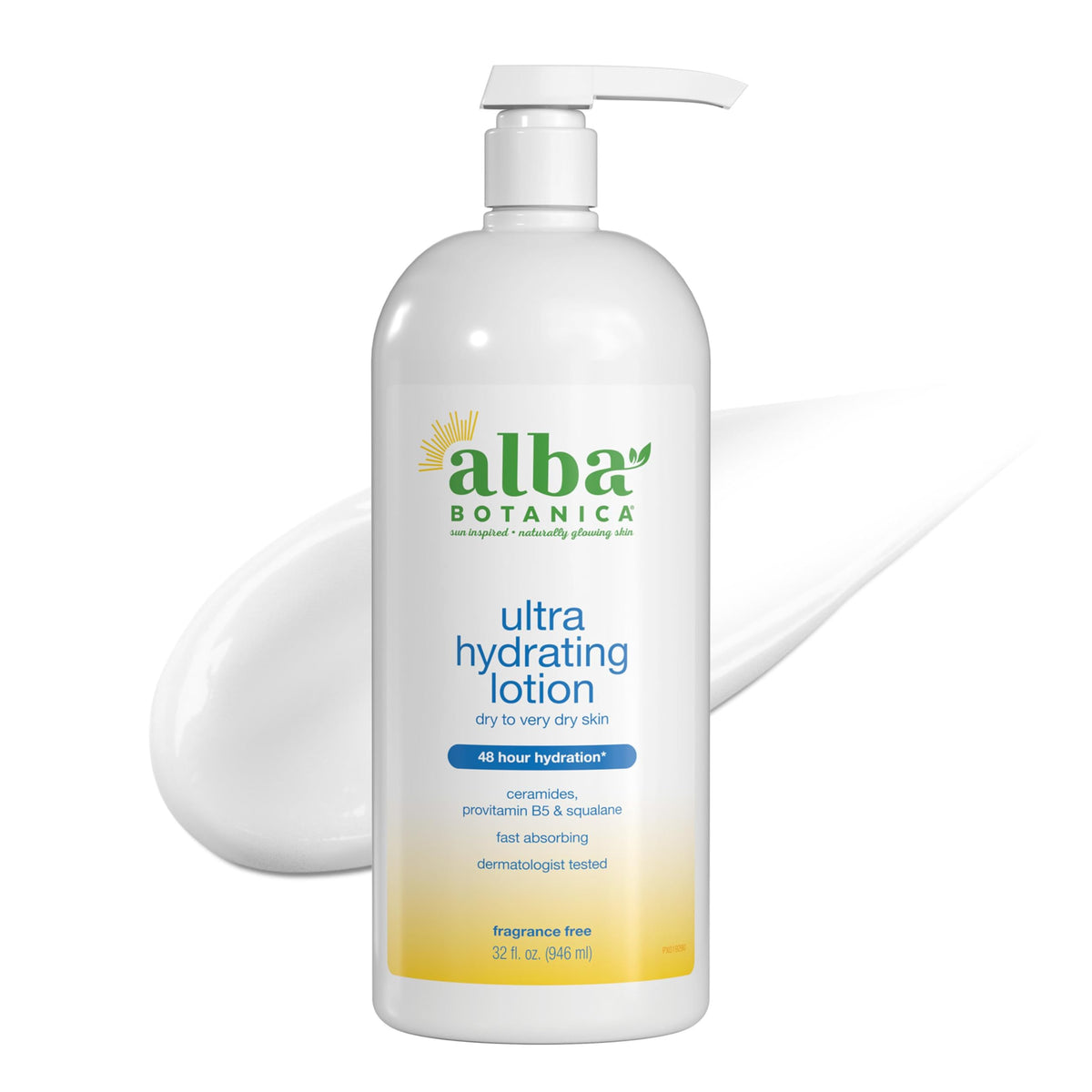 Alba Botanica front packaging showing 32 oz bottle and benefits