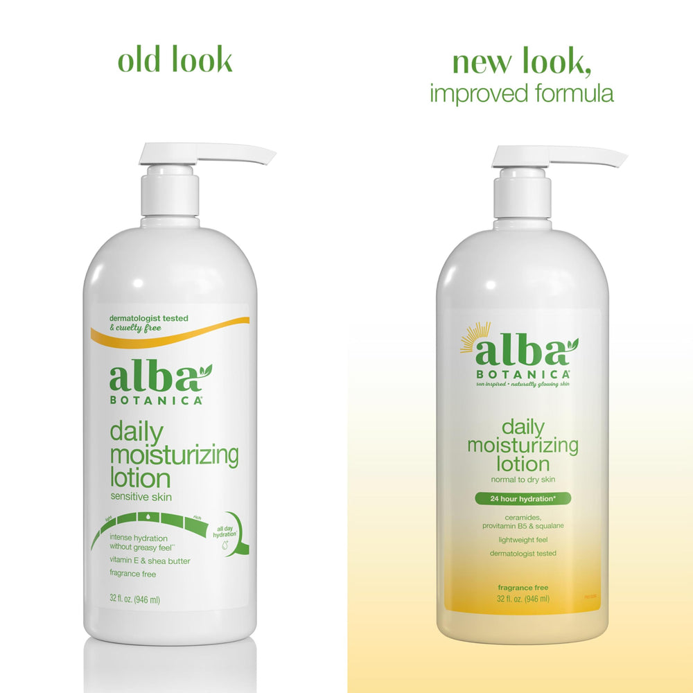 Alba Botanica lotion texture close-up showing creamy consistency for fast absorption
