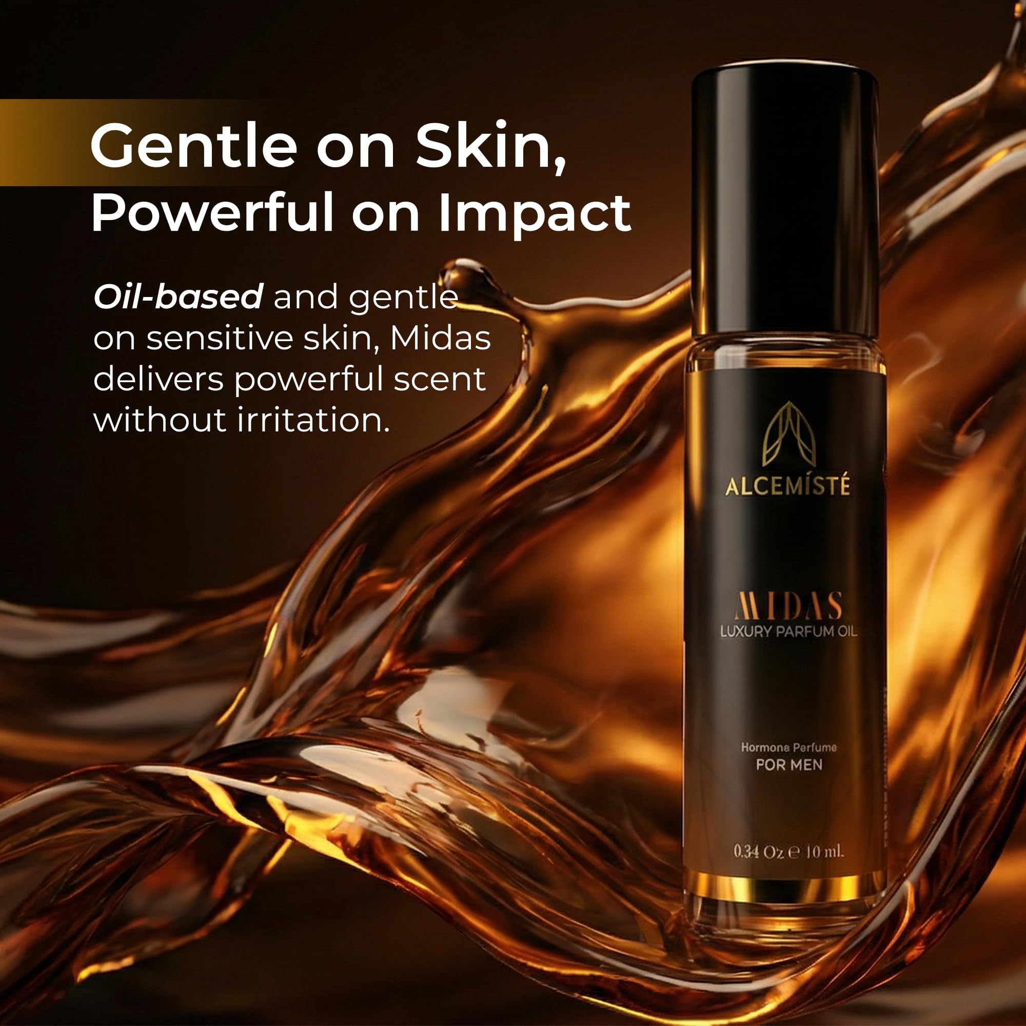 ALCEMÍSTÉ label close-up displaying androstenone blend and ingredient clarity for effect