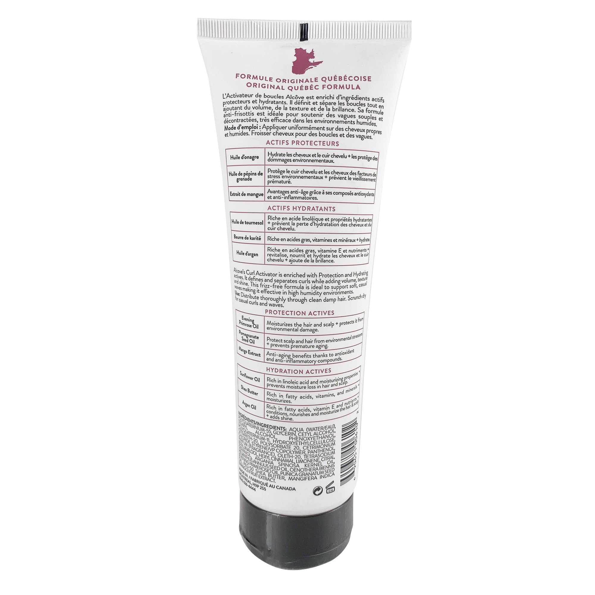 Alcôve on bathroom shelf with styling tools, suggesting everyday curl routine