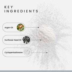 Close-up of Alex Costa powder texture highlighting fine, weightless particles