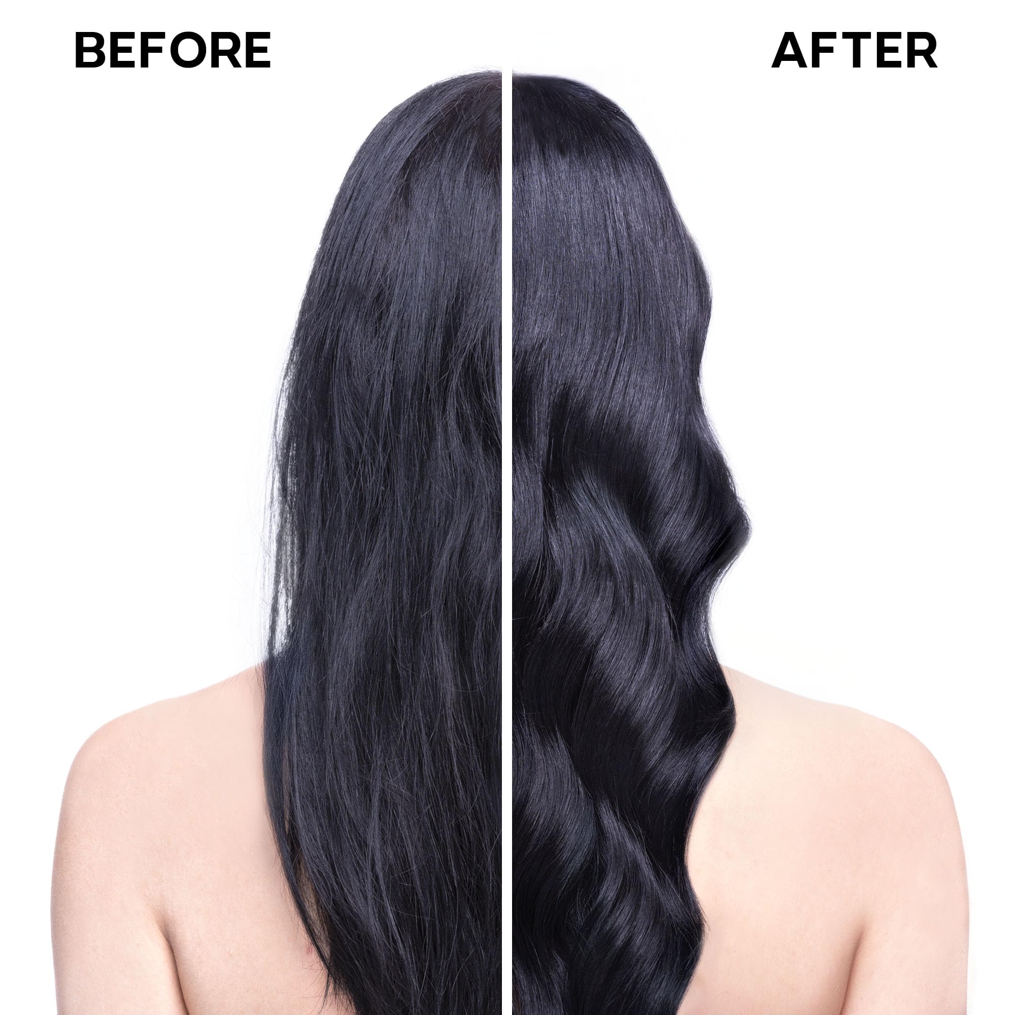 ALFAPARF MILANO before-and-after hair shine comparison shows gloss