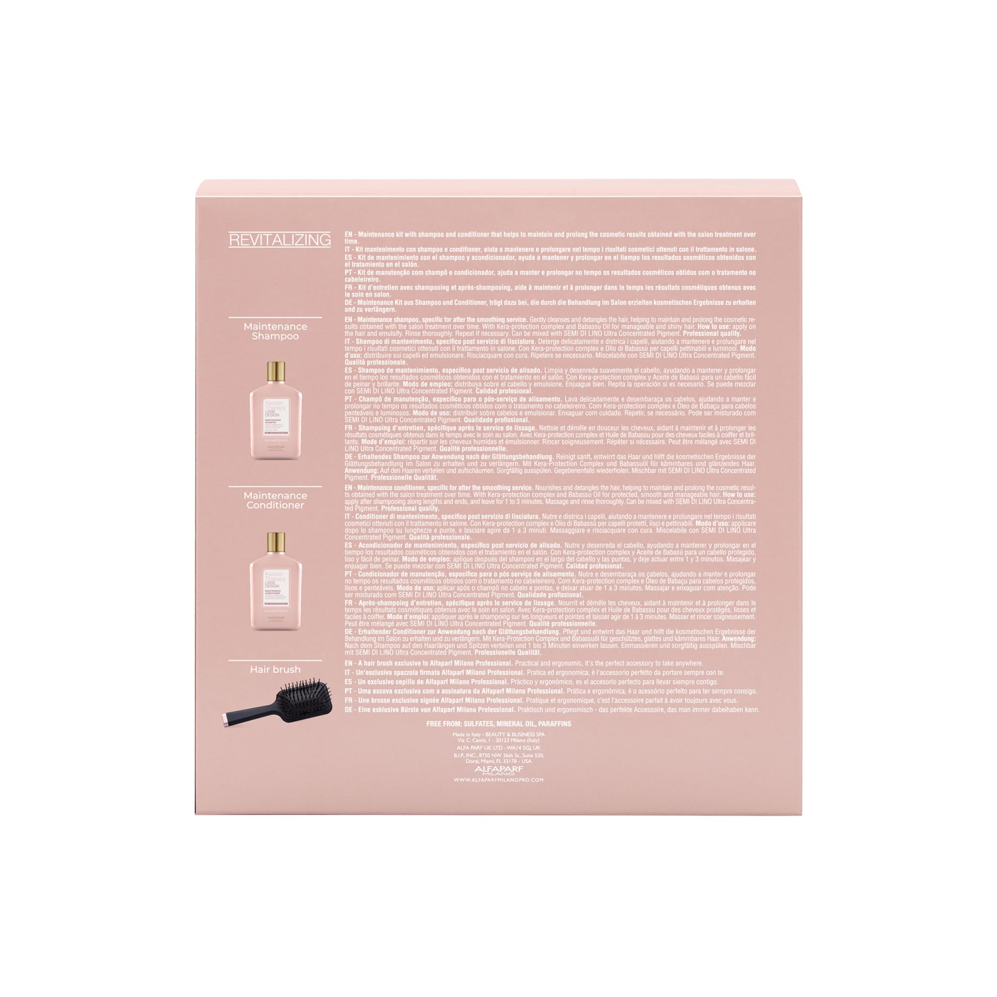 ALFAPARF MILANO bottle label close-up highlighting keratin benefits and ingredients