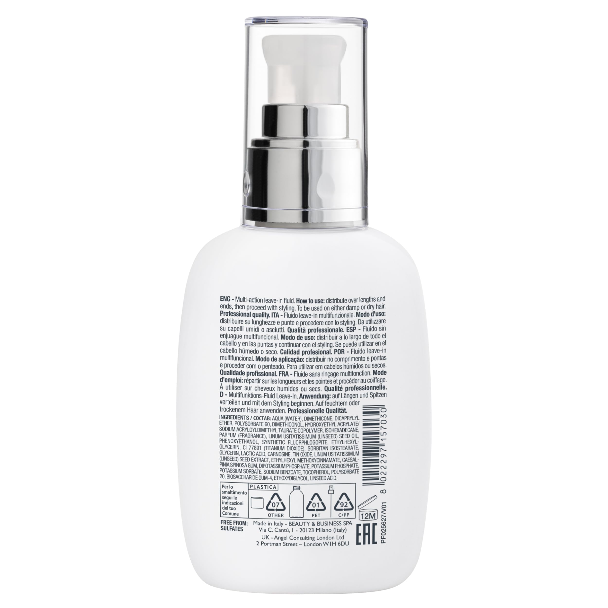 ALFAPARF MILANO pump detail demonstrating easy dosage and spill-free application benefit