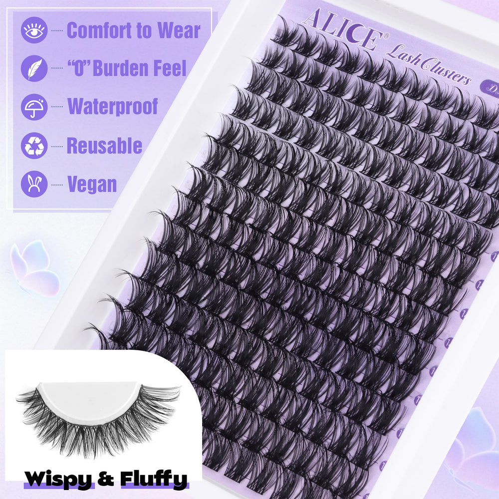 ALICE close-up of clustered lashes highlighting lightweight texture and natural blend