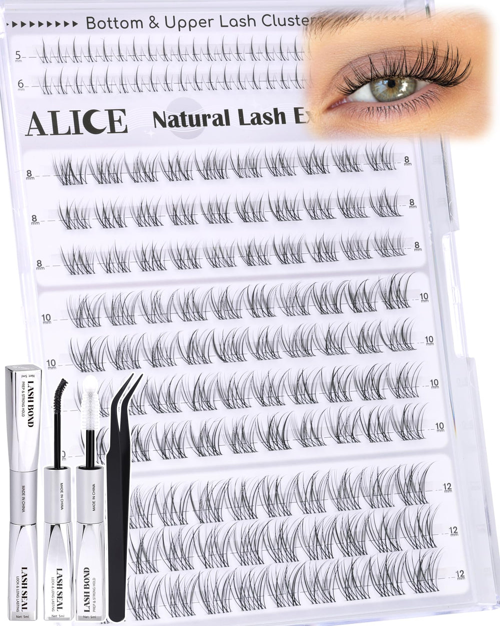 ALICE front packaging displaying full clusters kit and tools for easy salon results