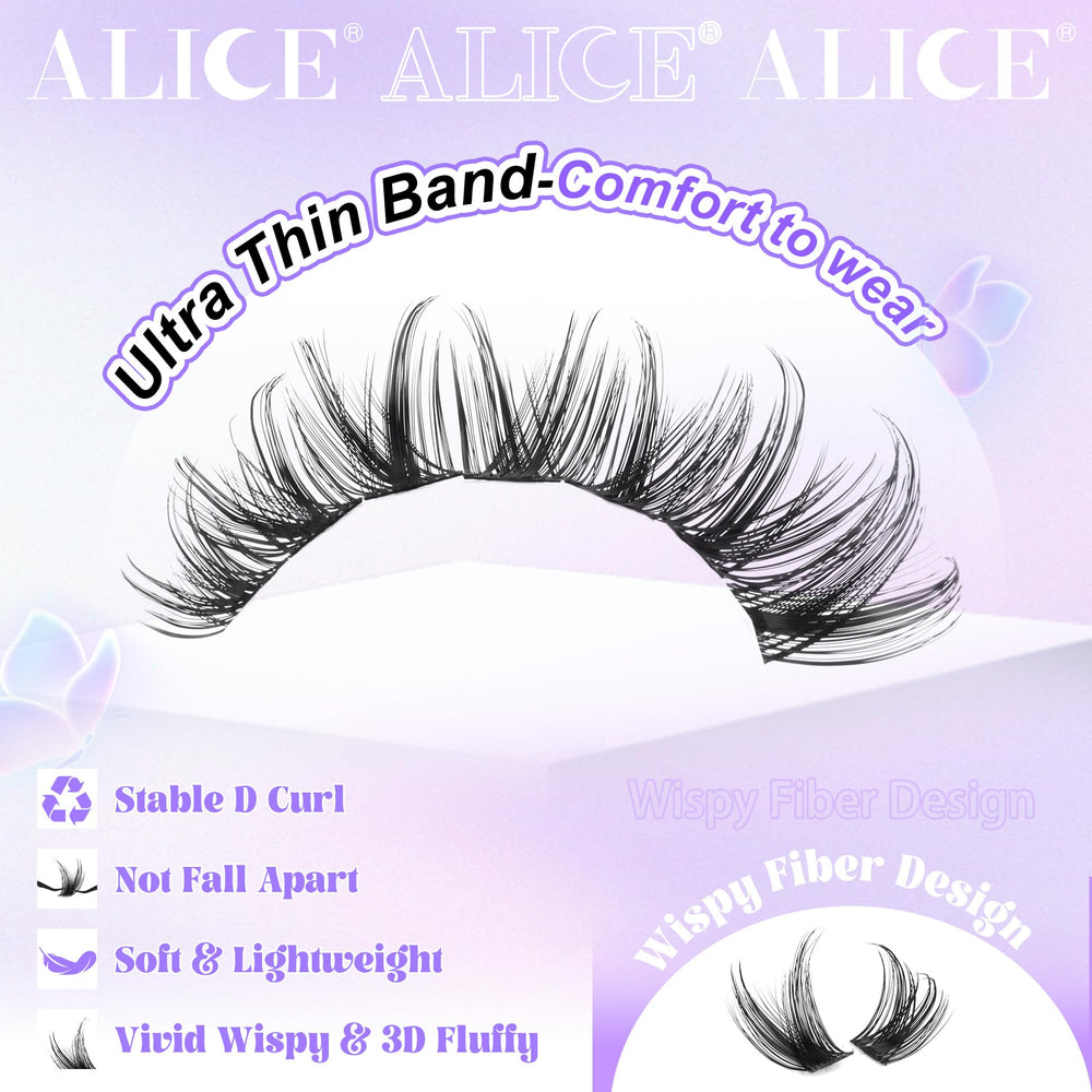 ALICE macro shot of ultra-thin lash bands for comfortable, natural blend