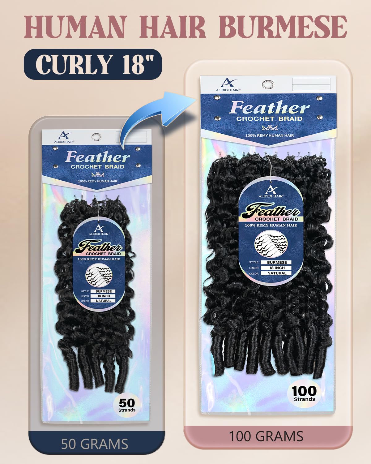 ALIDIDI SUPER MINI KNOTS close-up of feather miracle knots for seamless installs