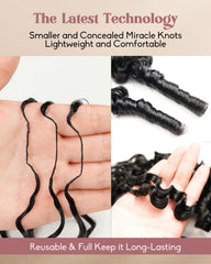 ALIDIDI SUPER MINI KNOTS installed crochet style demonstrating natural blend and volume