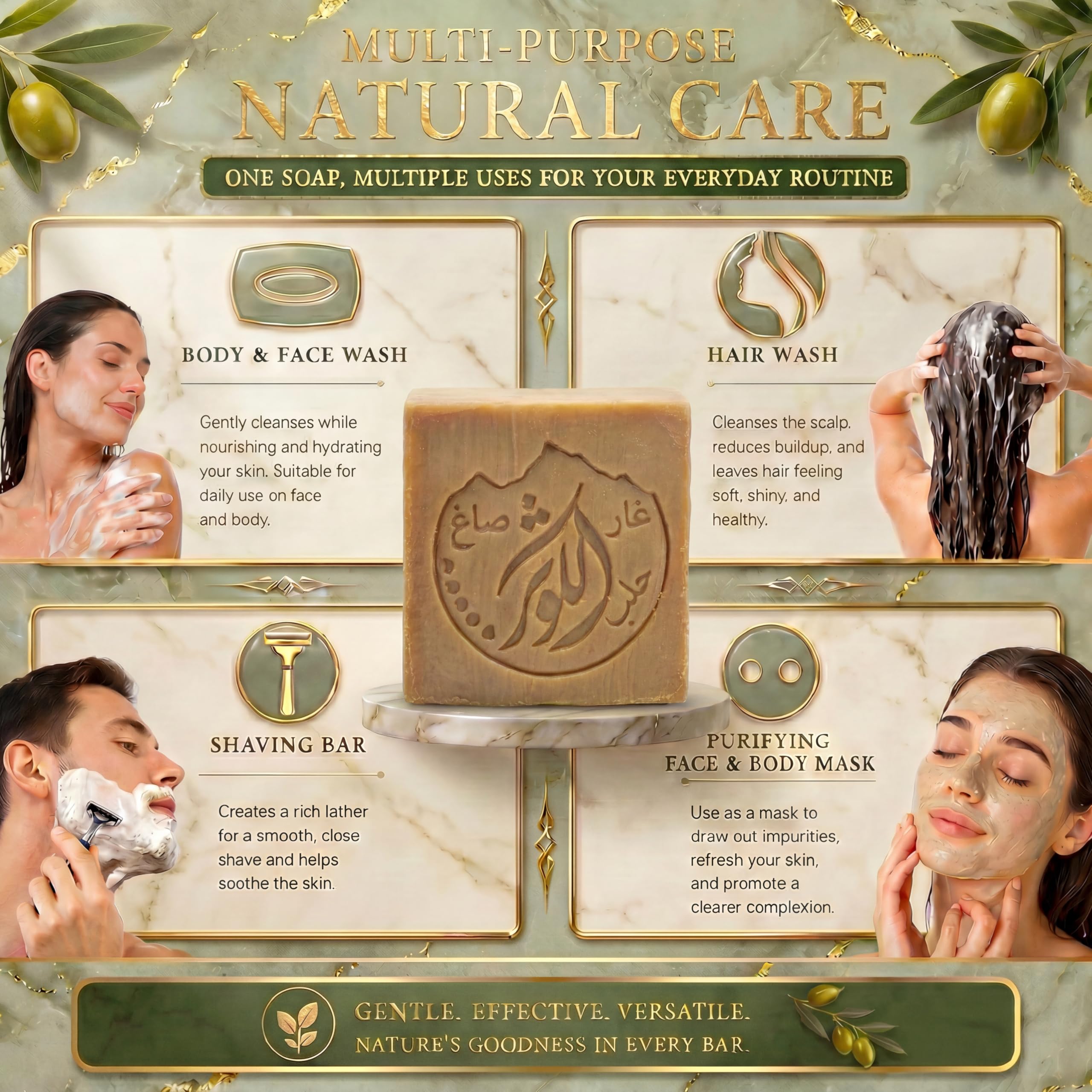 ALKAWTHAR creating creamy lather in hands for efficient gentle cleansing