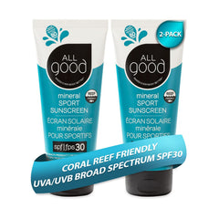 All Good Makes Everything Better front packaging showing SPF 30 label and twin 3 oz tubes for active use