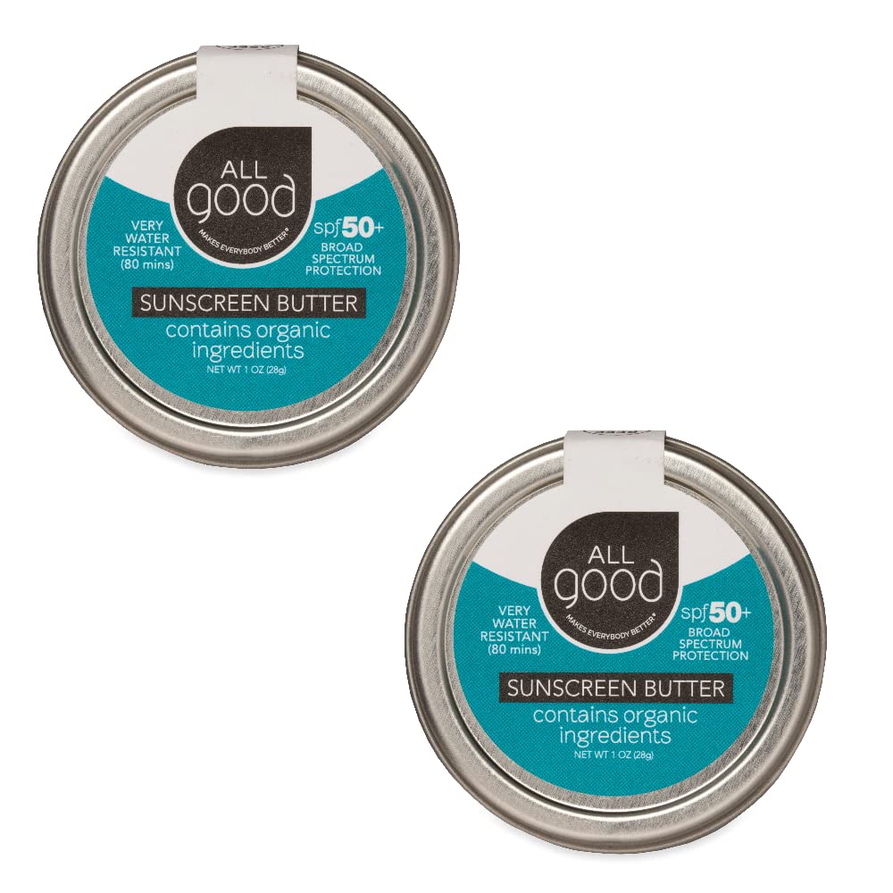 All Good sunscreen front tin showing compact SPF 50+ protection