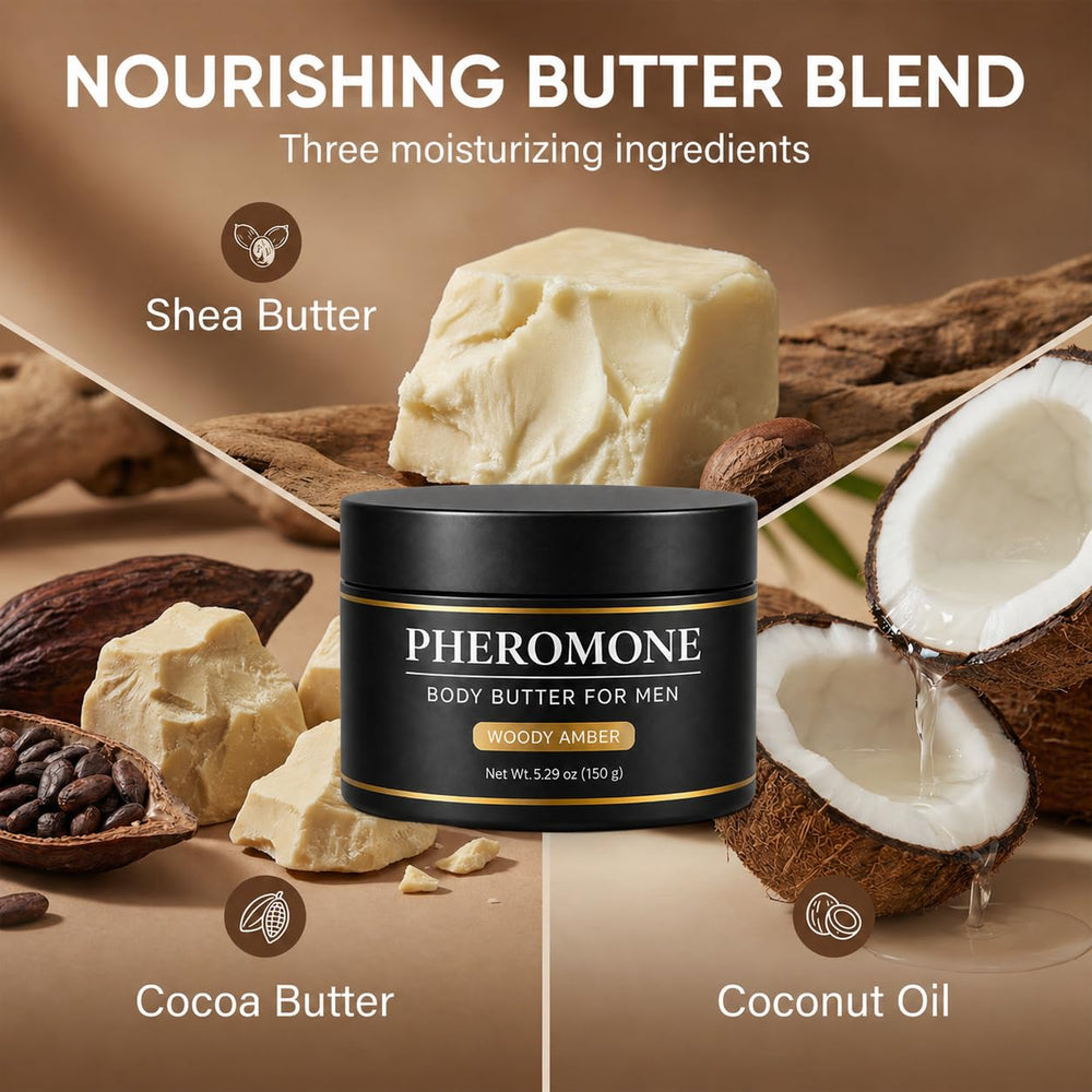 Allaura Beauty ingredients display with shea cocoa coconut butters emphasizing deep nourishment benefit