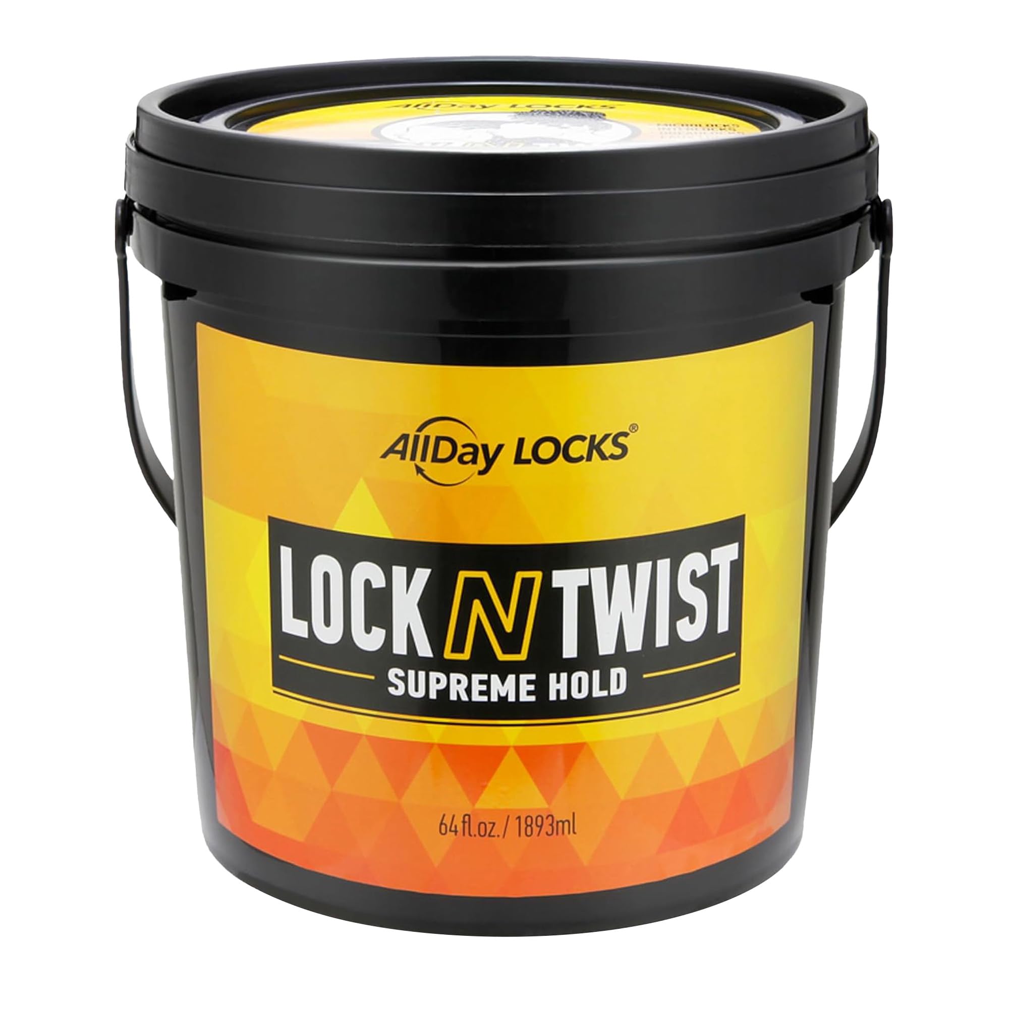AllDay Locks front bucket view showing label and generous 64 oz size benefits