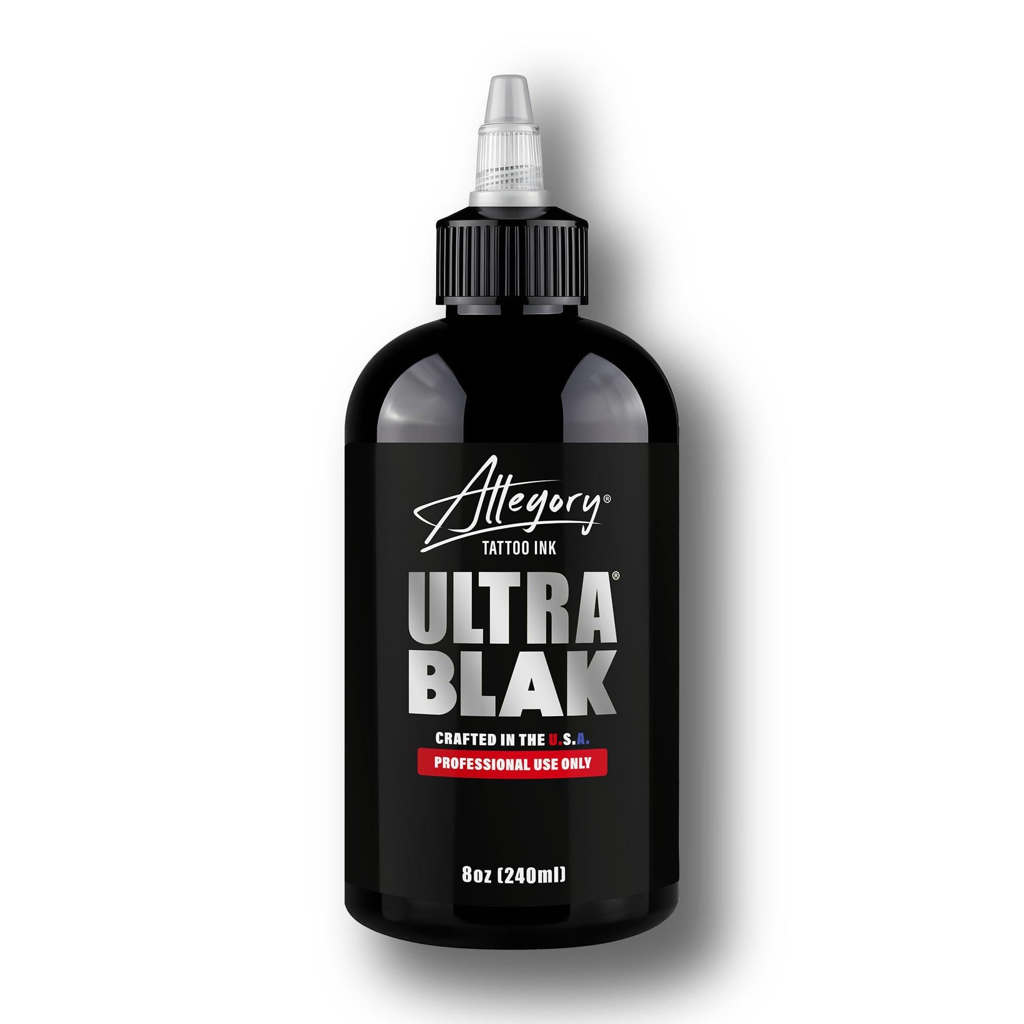 Allegory Ultra BLAK front bottle view showing clear PET packaging and label benefits