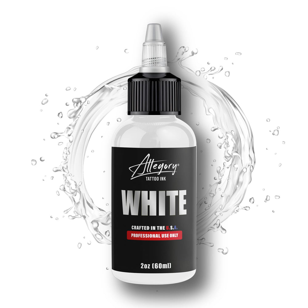 Allegory white bottle close-up of pigment texture for smooth mixing