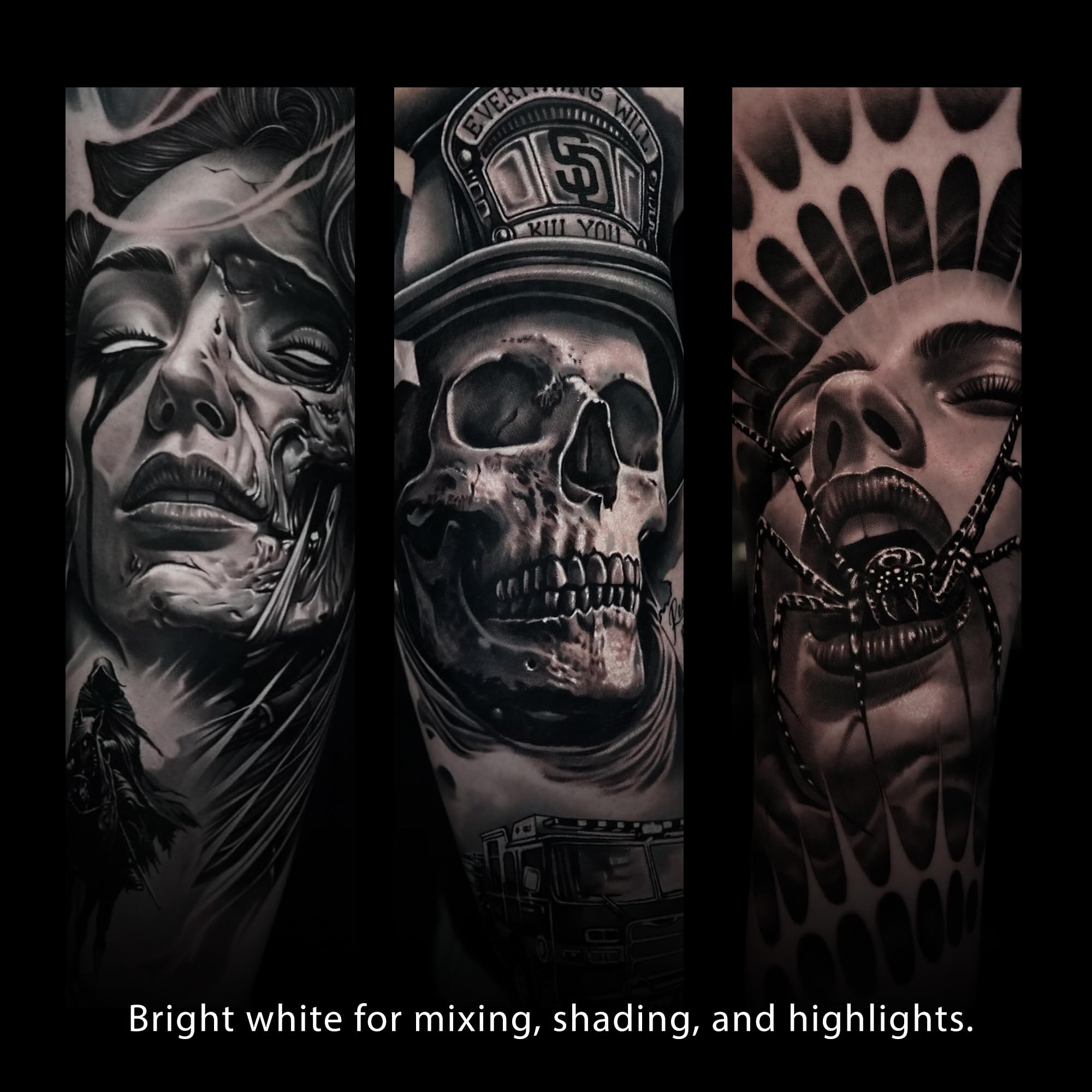 Allegory white ink loaded in tattoo needle demonstrating reliable flow
