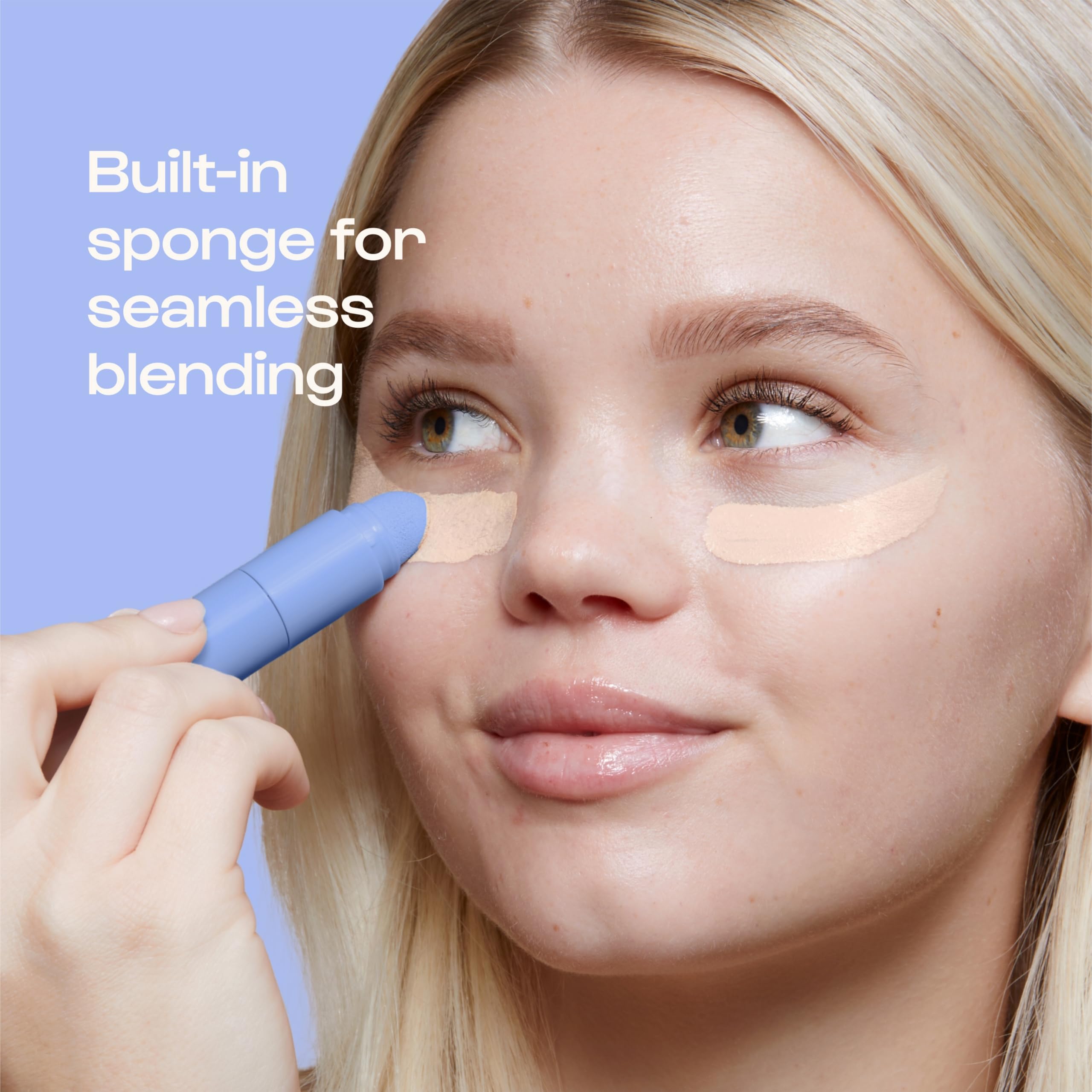 ALLEYOOP in-use under eye demonstrating crease-proof coverage benefit