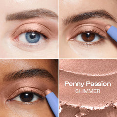 ALLEYOOP soft copper swatch on skin displaying rich shimmer and blendable payoff
