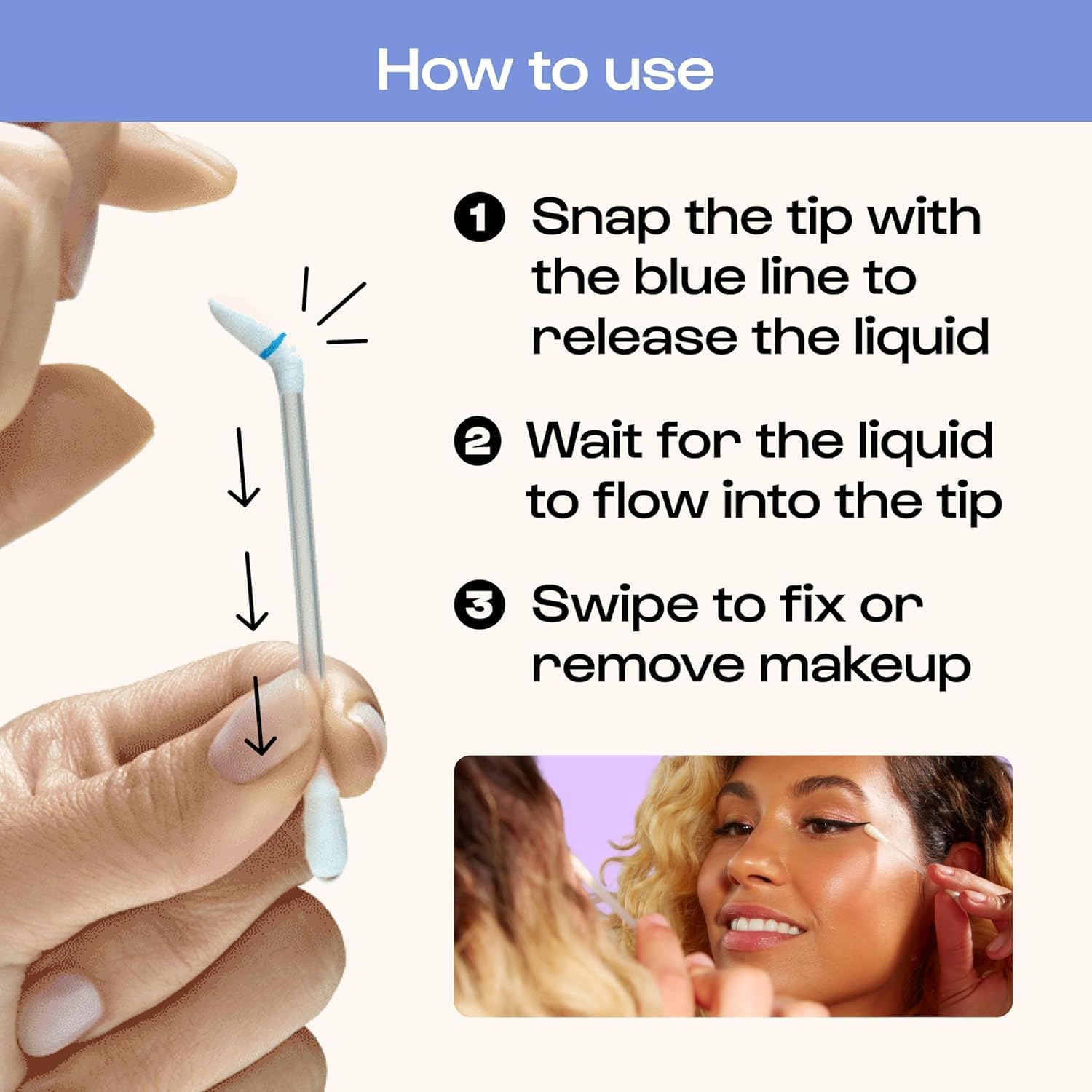 ALLEYOOP swab held in hand to show size and travel-friendly benefit