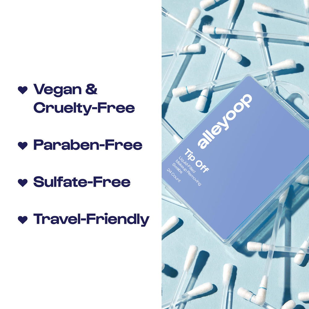 ALLEYOOP swabs spilling from a small bag showing on-the-go quick touch-up benefit