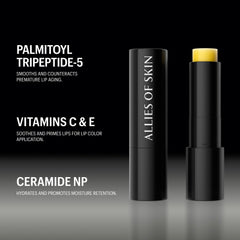 Allies of Skin balm applied on lips demonstrating immediate softness benefit