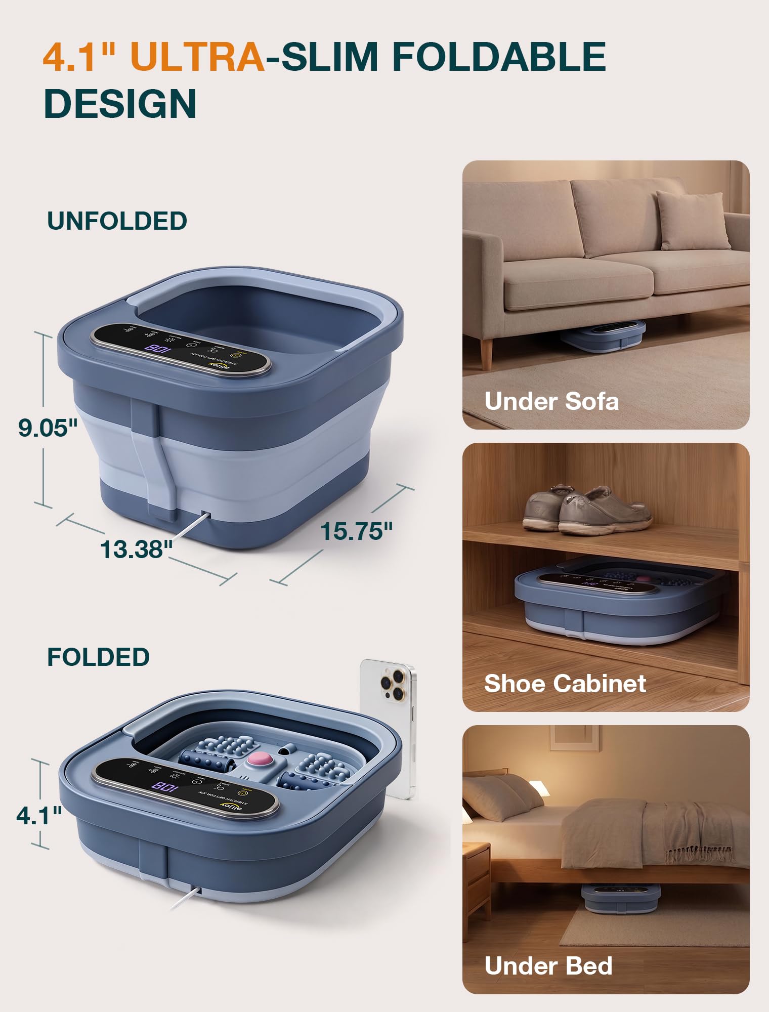 ALLJOY bubbling water action creating gentle circulation for relaxing foot massage