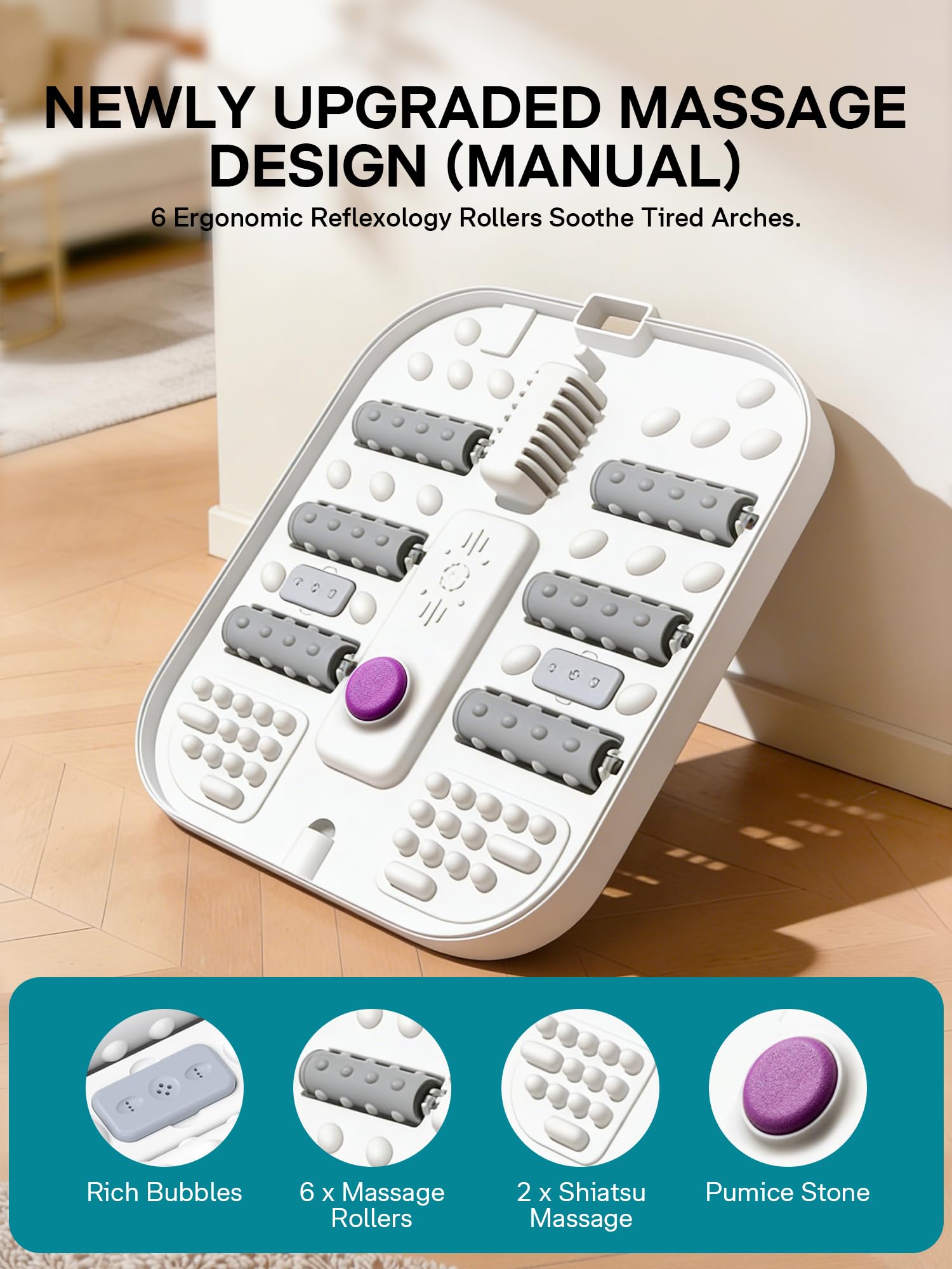 ALLJOY massage rollers and textured footbed for targeted stimulation