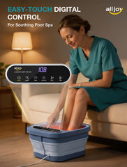 ALLJOY smart touch screen showing real-time temperature for precise warm water control