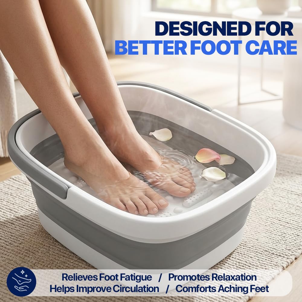 AllSett Health folded tub flat for storage, space-saving benefit