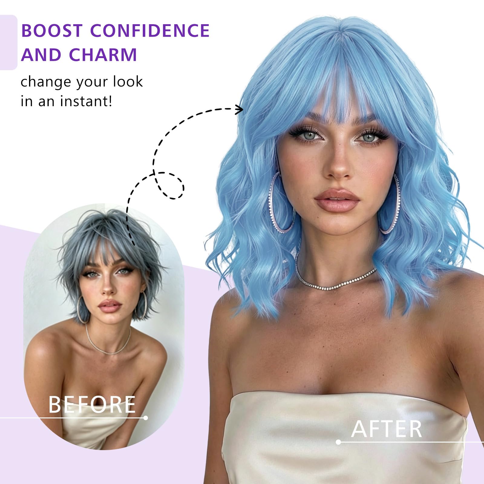 AllureLocks side profile highlighting bangs and face-framing cut for flattering silhouette