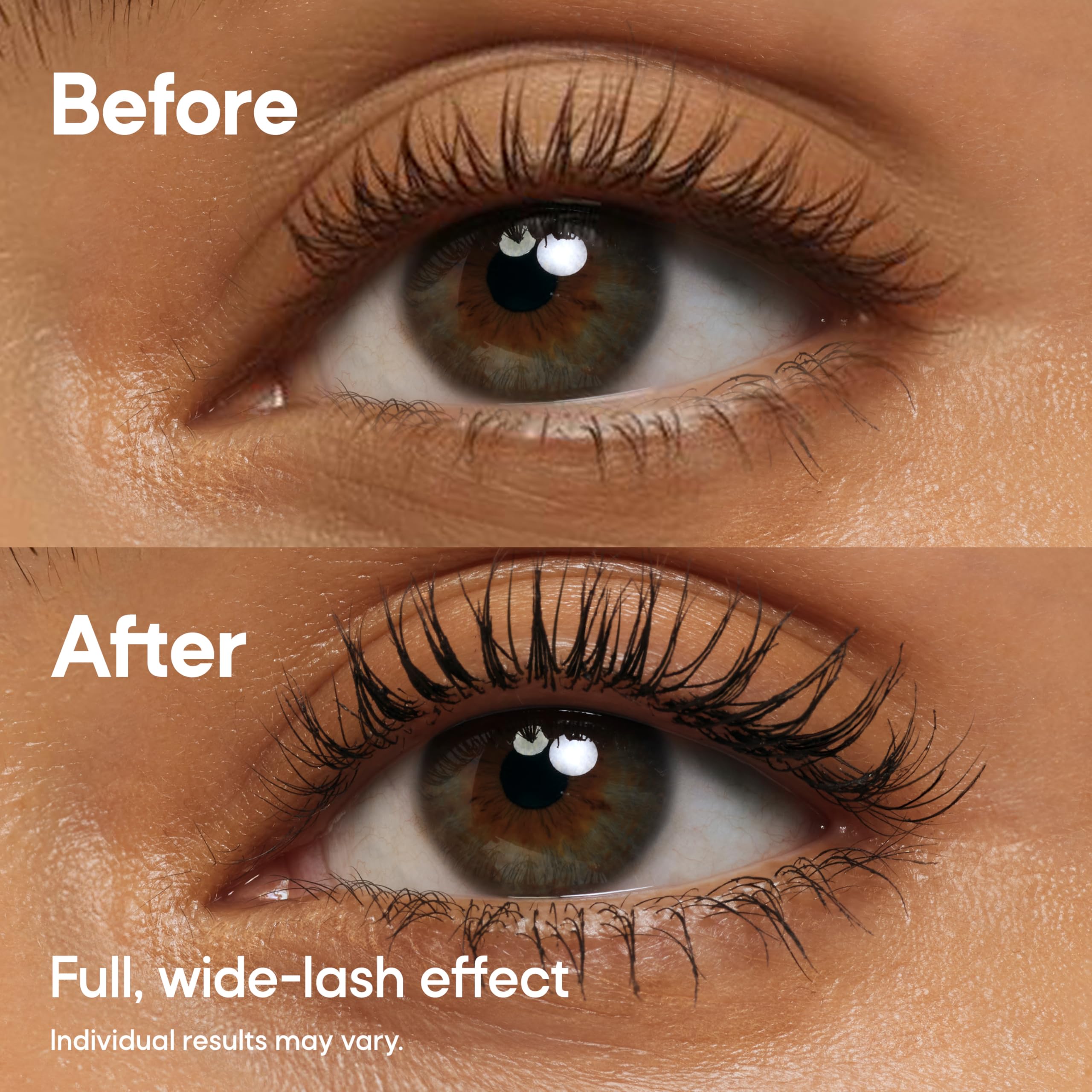 Almay black mascara swipe on hand showing rich pigment and smooth texture